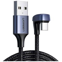 Angle cable USB2.0 Male to USB-C UGREEN 3A, 2m (black) 6957303873159