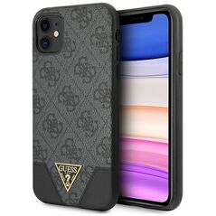 Guess case for iPhone 11 GUHCN61PU4GHBK gray hard case 4G Triangle Collection 3666339016272