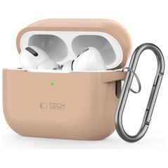 Case for APPLE AIRPODS PRO 1 / 2 Tech-Protect Silicone Hook Cafe Latte creamy 5906302313280