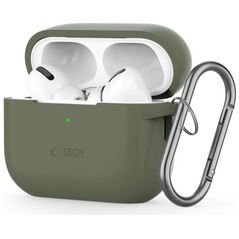 Case for APPLE AIRPODS PRO 1 / 2 Tech-Protect Silicone Hook Olive green 5906302313334