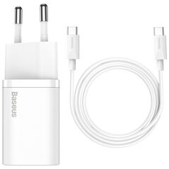 Baseus wall charger Super Si PD 25W 1x USBC white + USB-C - USB-C cable 6953156206038