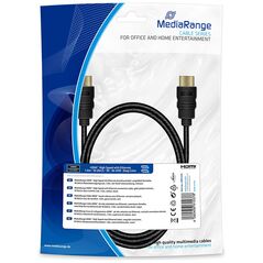 Καλώδιο MediaRange HDMI High Speed with Ethernet connection, gold-plated contacts, 18 Gbit/s data transfer rate, 1.0m, cotton, black (MRCS195) έως 12 άτοκες Δόσεις