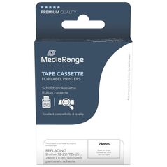 Πλαστική Ταινία Ετικετογράφου MediaRange (Brother TZ-251/TZe-251) 24 mm x 8 m (Μαύρα Γράμματα σε Λευκό Φόντο) (MRBTZ251) έως 12 άτοκες Δόσεις