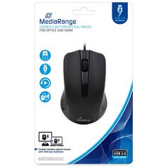 MediaRange Optical Mouse Corded 3-Button (Black, Wired) (MROS210) έως 12 άτοκες Δόσεις