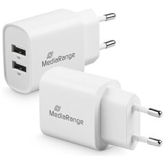 MediaRange 12W charger with two USB-A outputs, white (MRMA114) έως 12 άτοκες Δόσεις