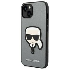 Karl Lagerfeld case for iPhone 14 6,1&quot; KLHCP14SSAPKHG silver PU Saffiano case with Karl Head Patch 3666339077075