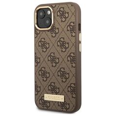 Guess case for iPhone 14 Pro 6,1&quot; GUHMP14LU4GPRW brown HC Magsafe 4G PU Logo Plate 3666339069926