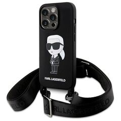Karl Lagerfeld case for iPhone 15 Pro Max 6,7&quot; KLHCP15XSCBSKNK hardcase black Crossbody Silicone Ikonik 3666339167462