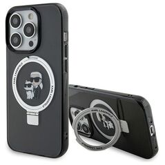 Karl Lagerfeld case for iPhone 15 Pro Max 6,7&quot; KLHMP15XHMRSKCK black hardcase Ring Stand Karl&Choupettte MagSafe 3666339169145