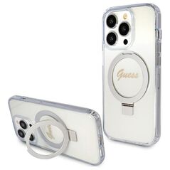 Guess case for iPhone 15 Pro 6,1&quot; GUHMP15LHRSGSD transparent HC RING STAND MAGSAFE SCRIPT LOGO GLITTER 3666339156626