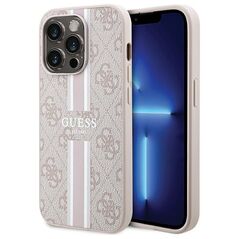 Guess case for iPhone 15 Pro 6,1&quot; GUHMP15XP4RPSP pink HC MAGSAFE 4G PRINTED STRIPES 3666339203511