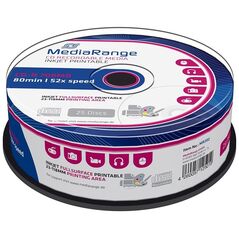 MediaRange CD-R 80' 700MB 52x Inkjet Fullsurface Printable Cake x 25 (MR202) έως 12 άτοκες Δόσεις