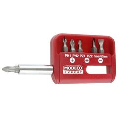 Modeco Komplet grotów 25mm PH1-PH2, PZ1-PZ2 i płaskich 5 -6,5mm + uchwyt 7szt. - MN-15-501