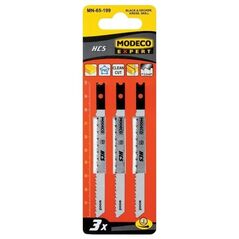 Modeco Brzeszczoty do wyrzynarek z uchwytem typu U 100mm PCV i drewno ząb odwrócony 3szt. - MN-65-200