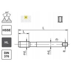 Fanar GWINTOWNIK M12 DIN-376B (6H) HSSE HL INOX