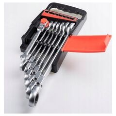 EXPERT KPL. KLUCZY PŁASKO OCZKOWYCH GRZECHOTKĄ/PRZEGUBEM 7SZT. 8-19MM [EXPERT] - 1kp