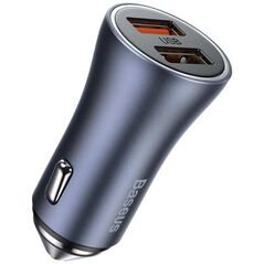 Baseus Golden Contactor Pro Car Charger, 2x USB, 40w + Cable USB To USB-C 1m Gray (TZCCJD-A0G) (BASTZCCJD-A0G) έως 12 άτοκες Δόσεις