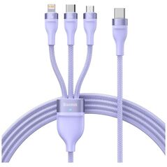 Baseus 3in1 USB cable Flash Series 2, USB-C + micro USB + Lightning, 100W, 1.5m (purple) (CASS030205) (BASCASS030205) έως 12 άτοκες Δόσεις