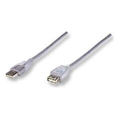 Kabel USB Manhattan USB-A - USB-A 1.8 m Srebrny (336314)
