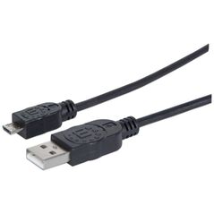 Kabel USB Manhattan USB-A - microUSB 1.8 m Czarny (307178)