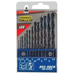 Wiertło Modeco do metalu HSS walcowe 1,5 2 4,5 4 5,5 5 4,8 3 2,5 3,5 6 3,2 6,5mm zestaw (MN-60-932)