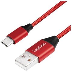 Kabel USB LogiLink USB-A - USB-C 1 m Czerwony (CU0148)