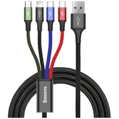 Kabel USB Baseus USB-A - 2x USB-C + Lightning + microUSB 1.2 m Czarny (CA1T4-B01)
