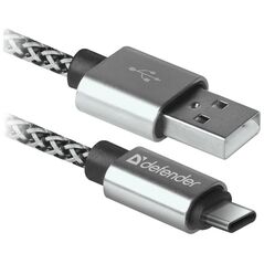 Kabel USB Defender USB-A - USB-C 1 m Czarny Biały (87815)