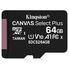 Karta Kingston Canvas Select Plus MicroSD 64 GB Class 10 UHS-I/U1 A1 V10 (SDCS2/64GBSP)
