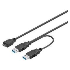 Kabel USB PremiumCord 2x USB-A - micro-B 0.3 m Czarny (ku3y01)