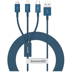 Kabel USB Baseus USB-A - miniUSB + microUSB + Lightning + USB-C 1.5 m Niebieski (CAMLTYS-03)