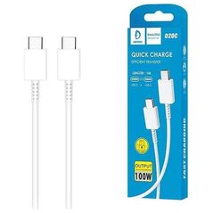 Kabel USB Denmen USB-C - USB-C 1 m Biały (D20C WHITE)