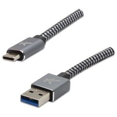 Kabel USB Logo USB-A - USB-C 1 m Czarno-szary