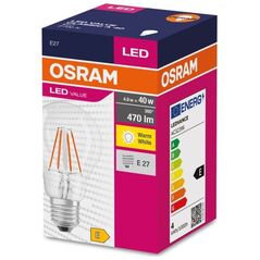 Ledvance Żarówka LED E27 4W/827 E27 VALUE CL A FIL 40 non-dim 4W/827 4058075439856