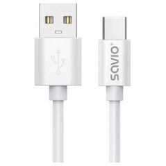 Kabel USB Savio USB-A - USB-C 3 m Biały (SAVKABELCL-168)