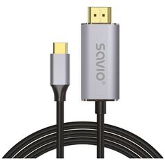 Kabel USB Savio USB-C - HDMI 1 m Czarno-srebrny (SAVKABELCL-170)