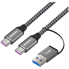 Kabel USB PremiumCord USB-A + USB-C - USB-C 2 m Czarno-szary (ku31cq2)