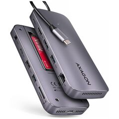 HUB USB Axagon HMC-12GM2 hub USB 12 in1 10Gbps, 3x USB-A, USB-C, HDMI, DP, RJ-45, M.2, SD/mSD, audio, PD