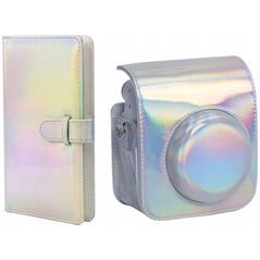 Pokrowiec LoveInstant Futerał Etui Pokrowiec Do Fujifilm Instax Mini 12 + Album Na 96 Zdjęć / Srebrny Błysk
