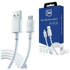 Kabel USB 3MK USB-A - microUSB 1.2 m Biały (5903108541176)