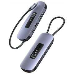 HUB USB Usams USAMS Adapter HUB 6in1 2xUSB 3.0/TF/SD/USB-C/HDMI PD100W gray/tarnish SJ642HUB01 (US-SJ642)