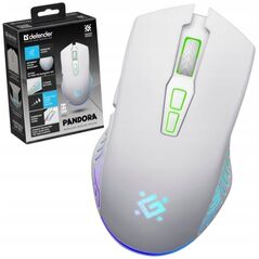 Mysz Defender Mysz bezprzewodowa Defender PANDORA GM-502 optyczna 3200dpi biała RGB AKUMULATOR 7 przycisków Gaming bezklikowa silent