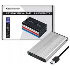 Kieszeń Qoltec Obudowa | kieszeń do dysków HDD SSD 2.5' SATA3 | USB 3.0 | Srebrna
