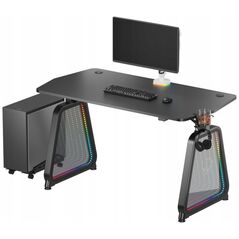 Biurko Ultradesk ULTRADESK Biurko dla gracza BOOSTER, 136x70,5 cm, 75 cm, podświetlenie RGB, uchwyt na słuchawki i napój