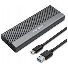 Kieszeń Qoltec Obudowa | kieszeń na dysk SSD M.2 | SATA | NGFF | USB-C | Super speed 6Gb/s | 2TB | Szara