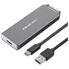 Kieszeń Qoltec Mini obudowa na dysk M.2 SSD | NVMe | PCIe | USB3.1 | Super speed10Gb/s | 2TB | Srebrna