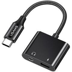 Adapter USB Usams USAMS AU15 Adapter USB-C - jack 3.5m DAC + USB-C PD60W czarny/black SJ598YPTC01 (US-SJ598)