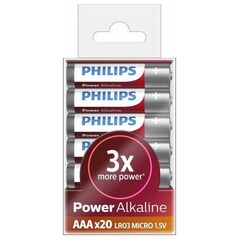 Philips BATERIA PHILIPS AAA LR03 20SZT BATERIE POWER ALKALINE LR03P20T/10>