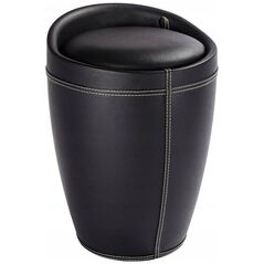 Kosz na pranie Wenko Skórzana pufa CANDY BLACK - kosz na pranie, 2 w 1, WENKO