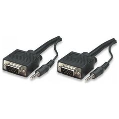 Kabel Manhattan D-Sub (VGA) - D-Sub (VGA) + Jack 3.5mm 10m czarny (324359)